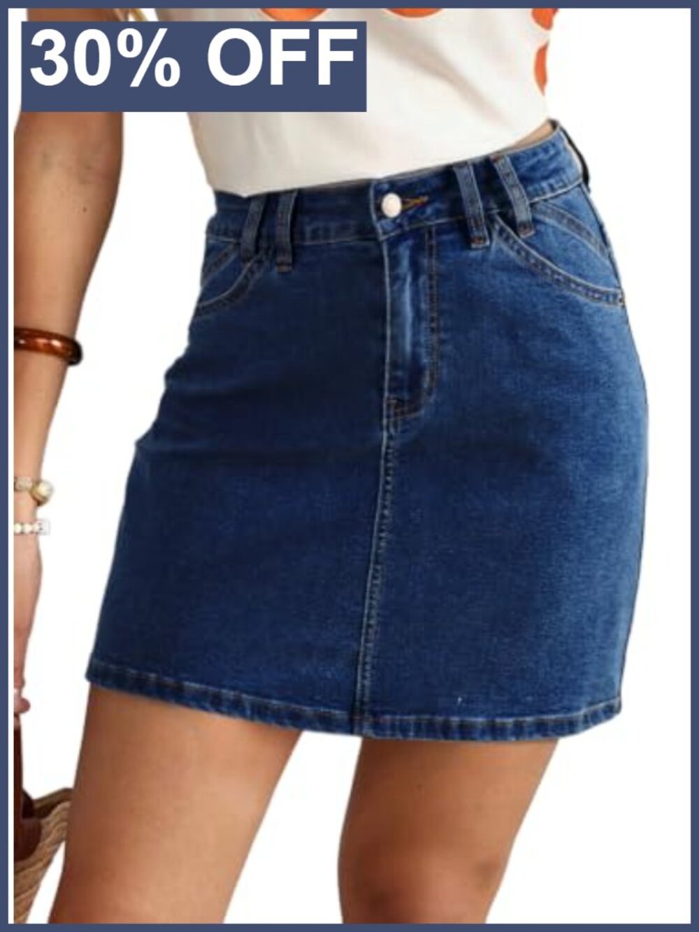 High Waist Denim Jean Skirt Stretch Casual Summer Straight Fit